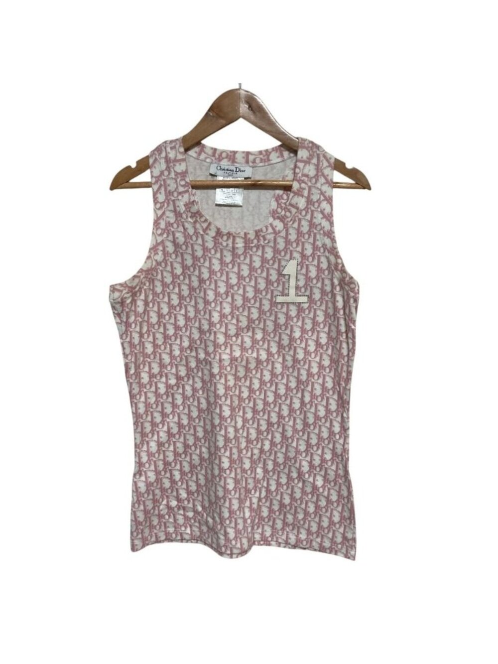 Dior Galliano Era Numbering Trotter Print Tank Top Pink 40
